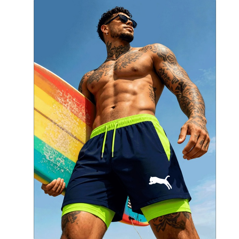 Compression Shorts Athletes - Heren Running Cheetah Leopard Silhouette Print