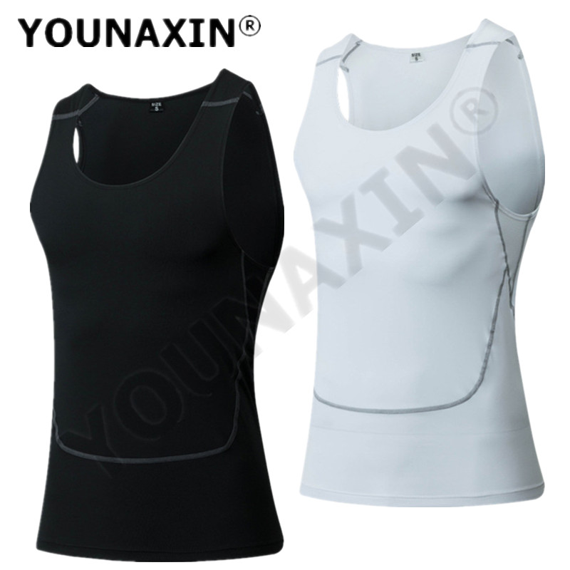 Base Layer Top - Heren Zwarte Sport Skinny Vest Strakke