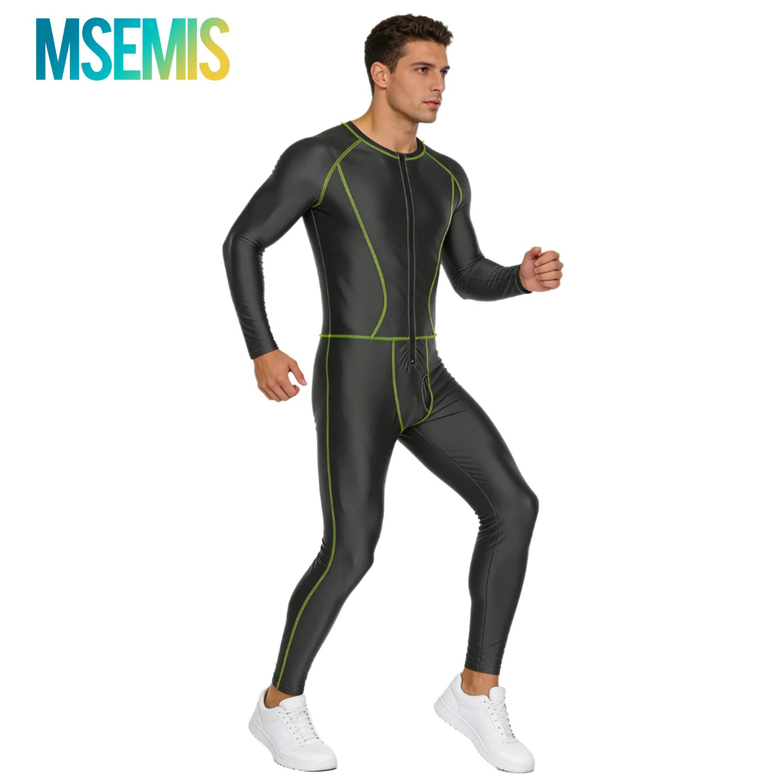 Compression Long Pant - Badmode Herenzwempak Glanzende slanke jumpsuit Zwempak