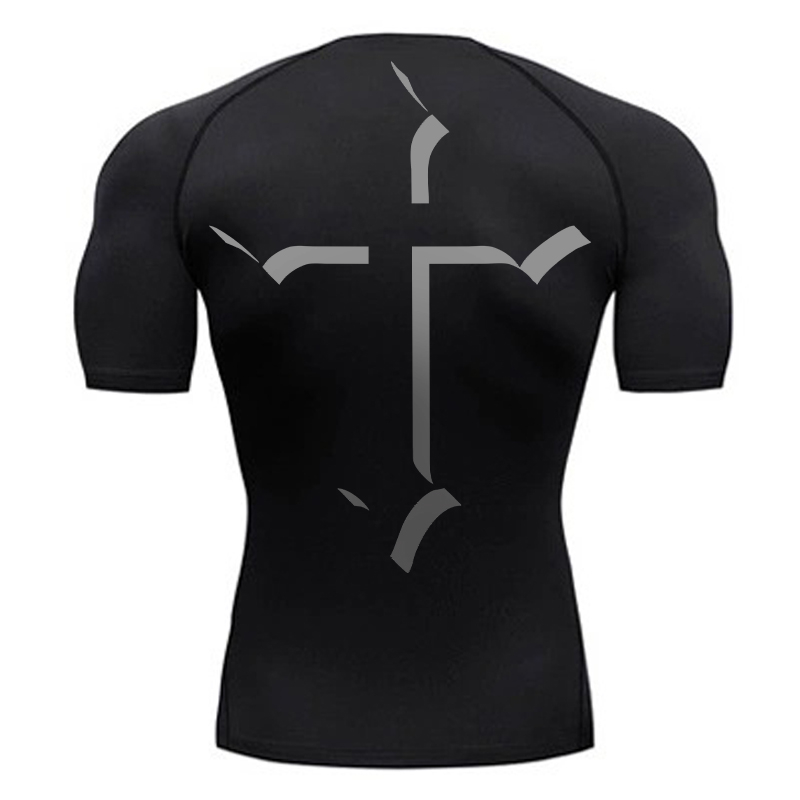Base Layer Top - Cross Print Compressieshirt voor Heren Christelijk