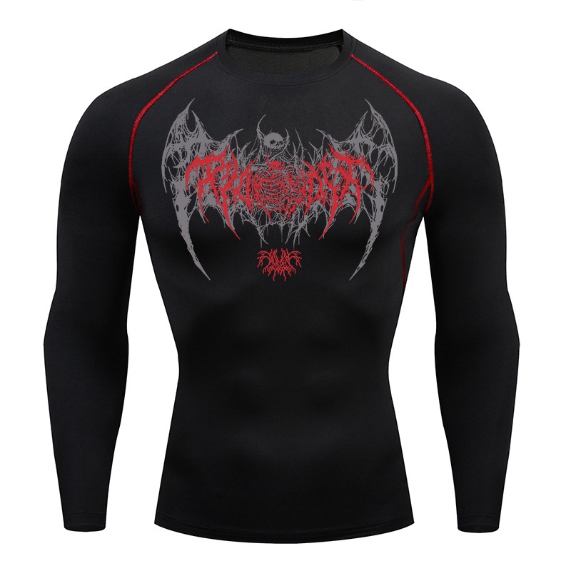 Base Layer Top - Compressieshirts met schedelvleugels en lange mouwen