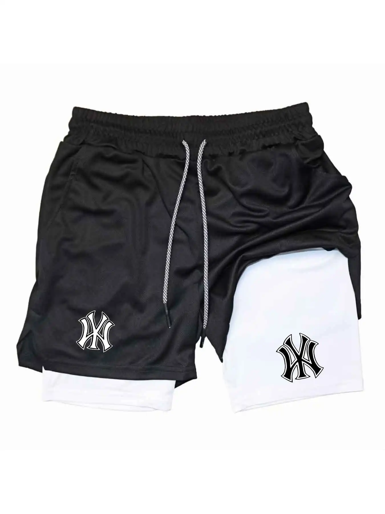 Compression Shorts Athletes - Herenshorts 2-in-1 met logo print, sneldrogend,