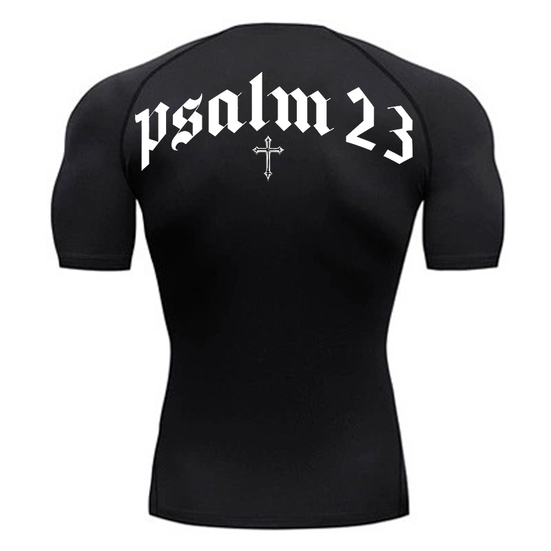 Base Layer Top - Psalm 23 Cross Print Compressie Shirt